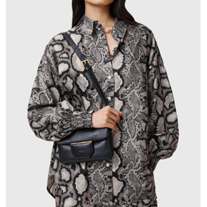 AllSaints Charli Snake Print Long Sleeve Shirt